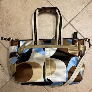 $498 COACH baby diaper weekend large bag tote logo scarf fabric